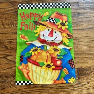 Garden Flags Colorful Fall Scarecrow & Christmas Believe